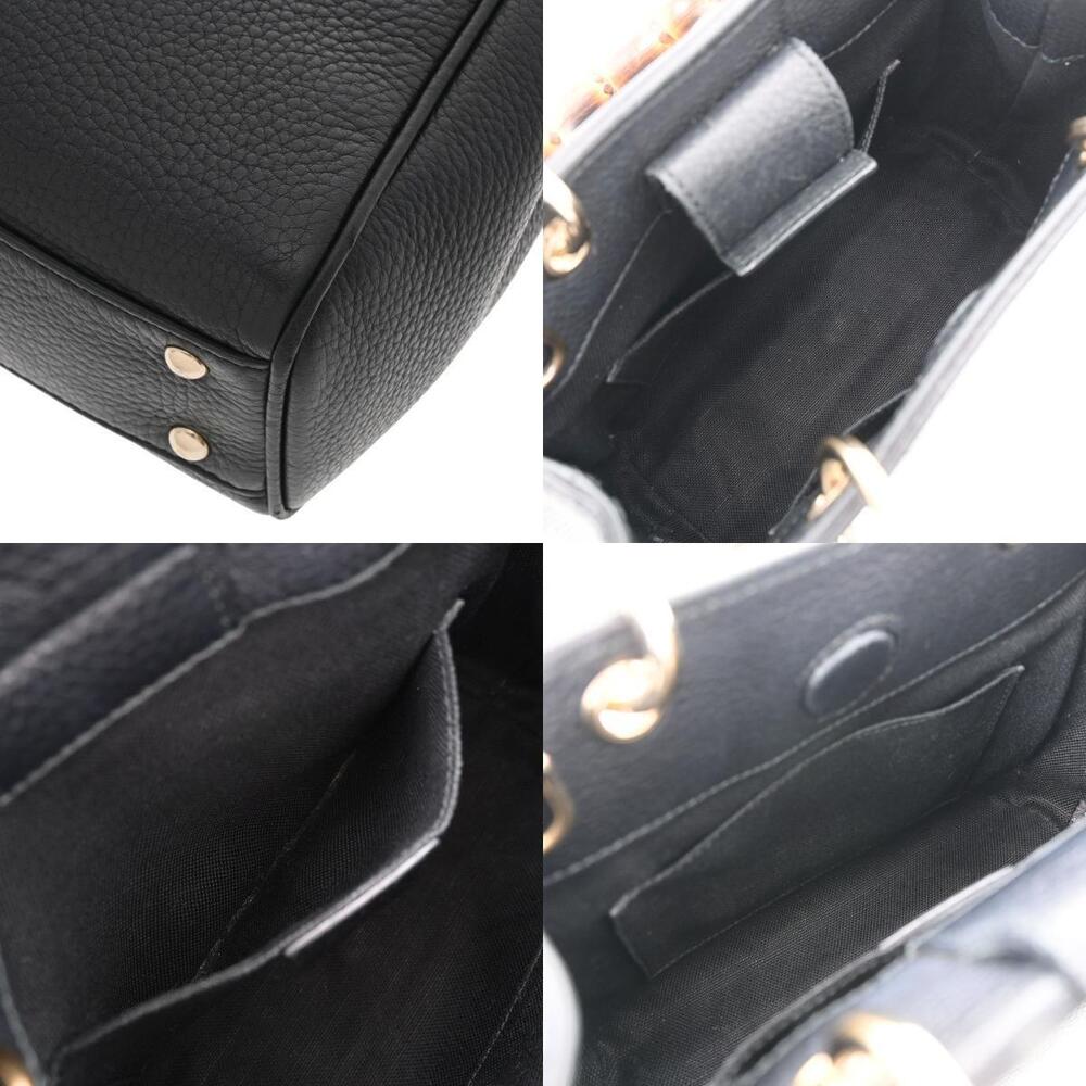 Gucci Shopper Bag 2way Top Handle Bamboo Black Leather - Picture 10 of 11